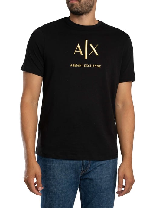 Armani Exchange Schlankes Grafik T-Shirt, Schwarz - Image 1