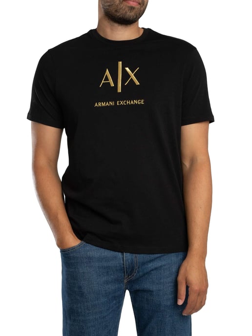 Armani Exchange Schlankes Grafik T-Shirt, Schwarz - Image 2