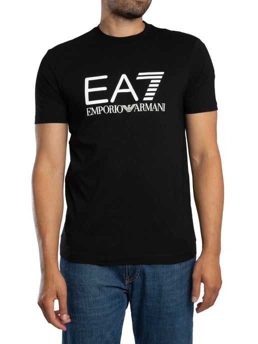 EA7 Schmal Geschnittenes T-Shirt Mit Logo-Grafik, Schwarz - Image 1