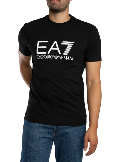 EA7 Schmal Geschnittenes T-Shirt Mit Logo-Grafik, Schwarz - Image 2