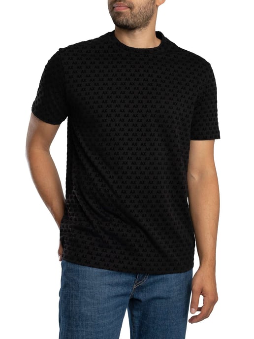 Armani Exchange Markenmuster-T-Shirt, Schwarz - Image 2