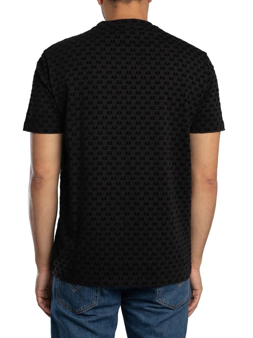 Armani Exchange Markenmuster-T-Shirt, Schwarz - Image 3