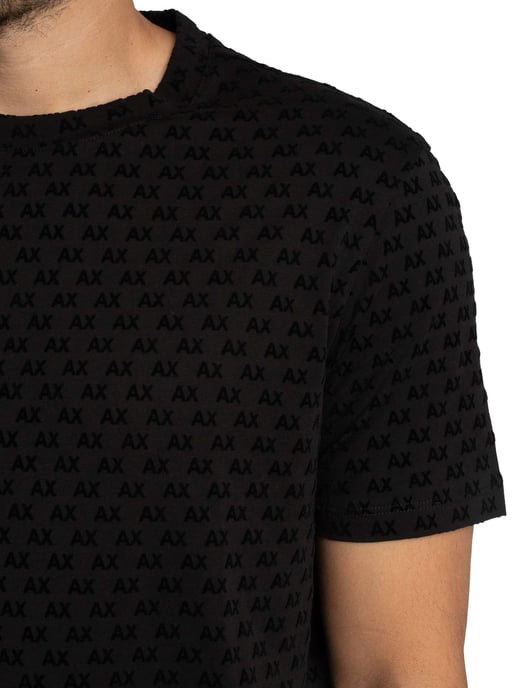 Armani Exchange Markenmuster-T-Shirt, Schwarz - Image 4