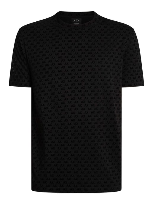 Armani Exchange Markenmuster-T-Shirt, Schwarz - Image 5