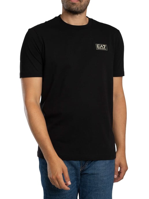 EA7 Regular Chest Box Logo T-Shirt, Schwarz - Image 1