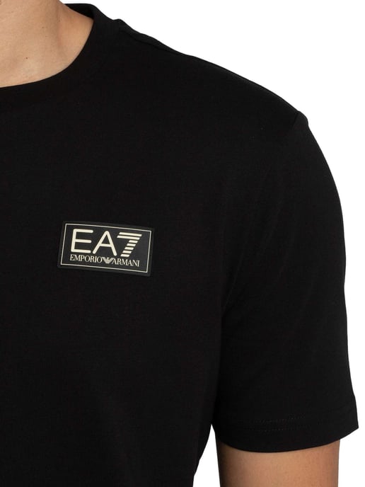 EA7 Regular Chest Box Logo T-Shirt, Schwarz - Image 4