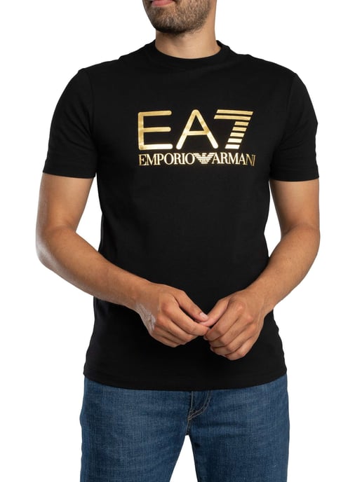 EA7 Schmal Geschnittenes T-Shirt Mit Logo-Grafik, Schwarz - Image 2