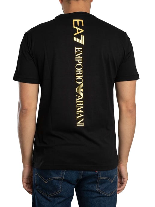 EA7 Zurück Logo T-Shirt, Schwarz - Image 3