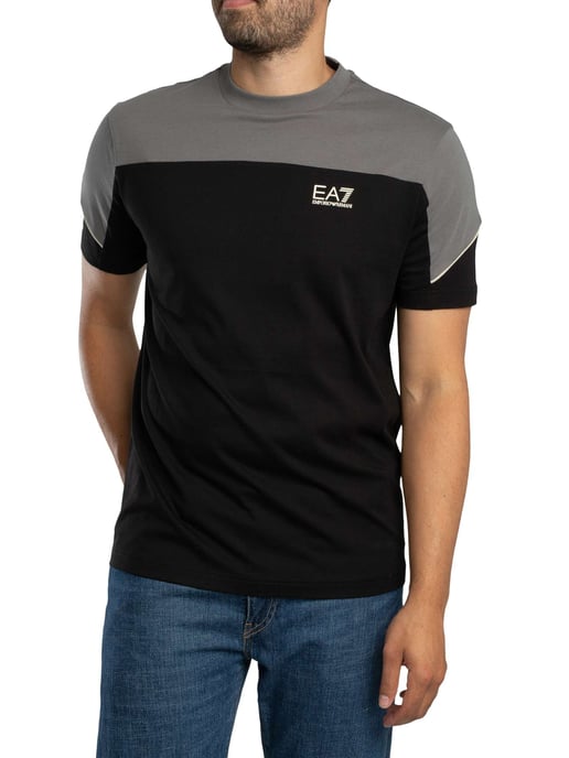 EA7 Regular Chest Logo T-Shirt, Schwarz - Image 2