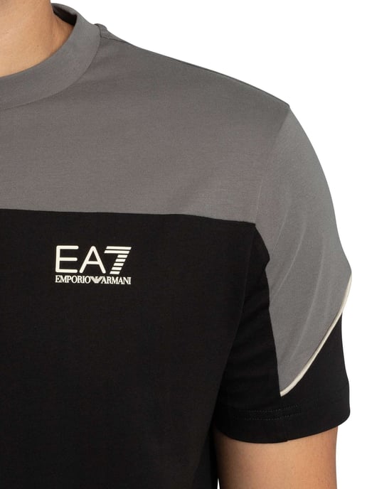 EA7 Regular Chest Logo T-Shirt, Schwarz - Image 4