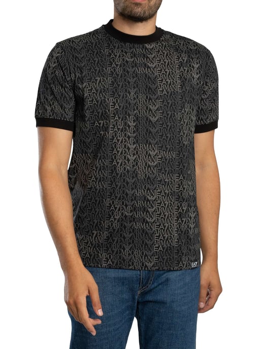 EA7 T-Shirt Mit Regulärem Markenmuster, Schwarz - Image 2