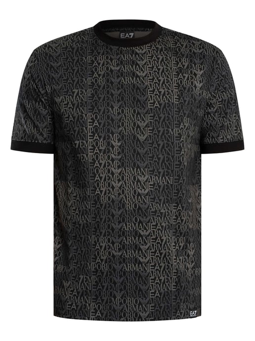EA7 T-Shirt Mit Regulärem Markenmuster, Schwarz - Image 6