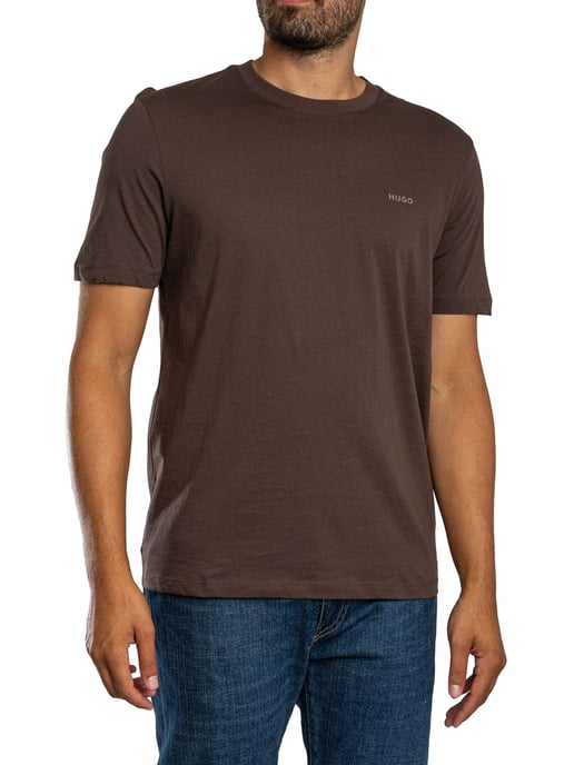 HUGO Dero222 T-Shirt Mit Logo Auf Der Brust, Braun - Image 1