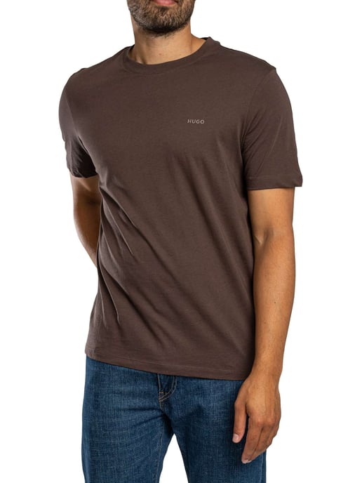 HUGO Dero222 T-Shirt Mit Logo Auf Der Brust, Braun - Image 2