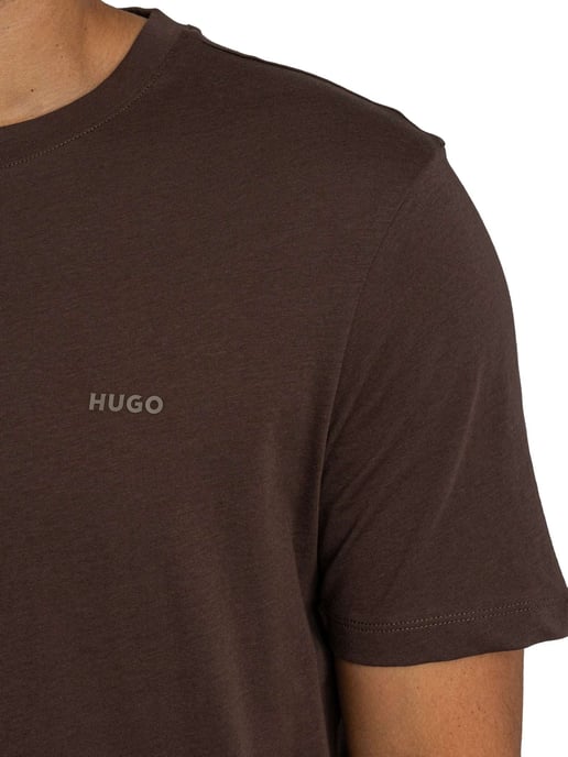 HUGO Dero222 T-Shirt Mit Logo Auf Der Brust, Braun - Image 4