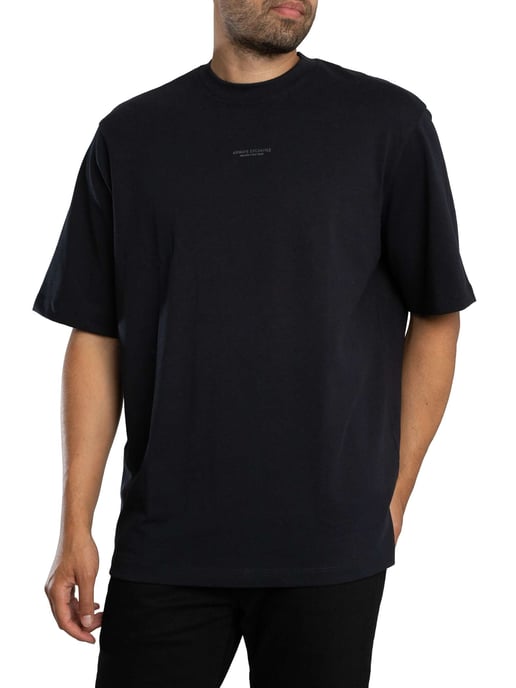 Armani Exchange Komfort-T-Shirt Mit Logo In Der Mitte, Blau - Image 1