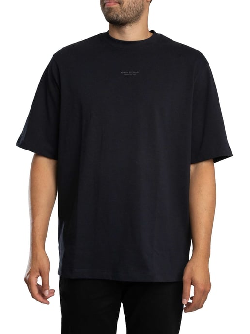 Armani Exchange Komfort-T-Shirt Mit Logo In Der Mitte, Blau - Image 2
