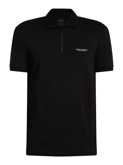 Armani Exchange Schmal Geschnittenes Polohemd Mit Logo Und Reißverschluss, Schwarz - Image 5