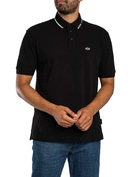 Armani Exchange Poloshirt Mit Kragenverzierung, Schwarz - Image 2