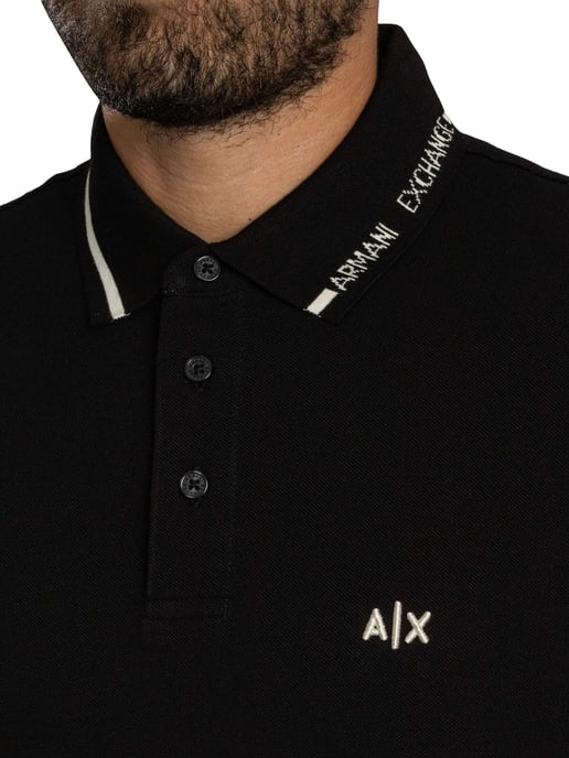 Armani Exchange Poloshirt Mit Kragenverzierung, Schwarz - Image 4
