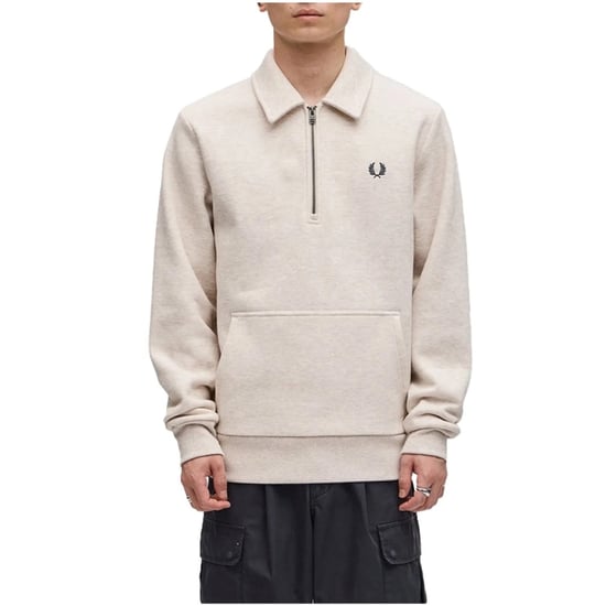 Fred Perry Pullover Mit Halbem Reißverschluss, Farbe Porridge Marl - Image 3