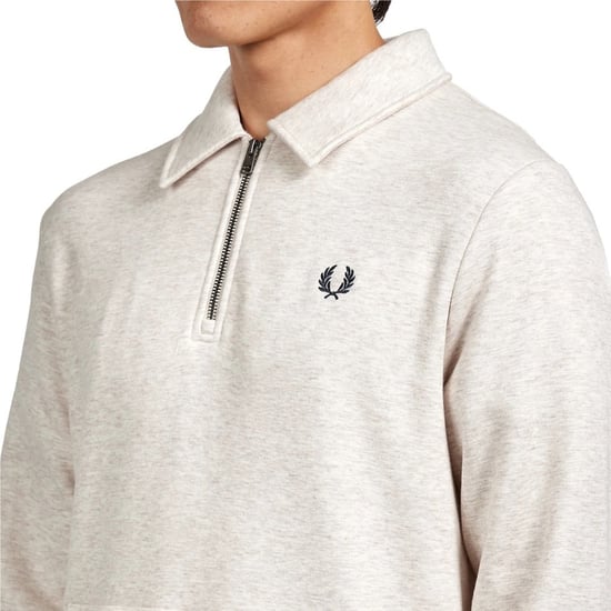 Fred Perry Pullover Mit Halbem Reißverschluss, Farbe Porridge Marl - Image 6
