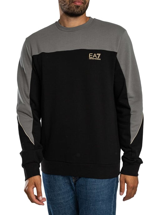 EA7 Zweifarbiges Sweatshirt, Schwarz - Image 1
