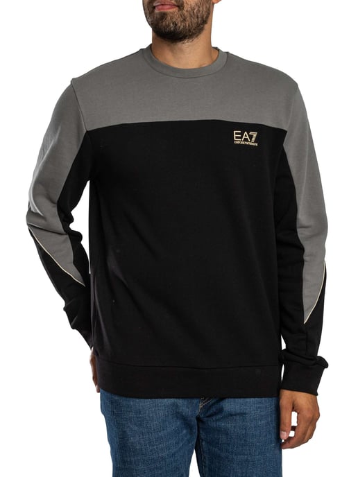 EA7 Zweifarbiges Sweatshirt, Schwarz - Image 2