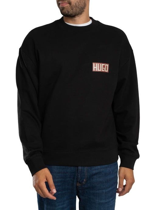 HUGO Durec Sweatshirt Mit Rückengrafik, Schwarz - Image 1