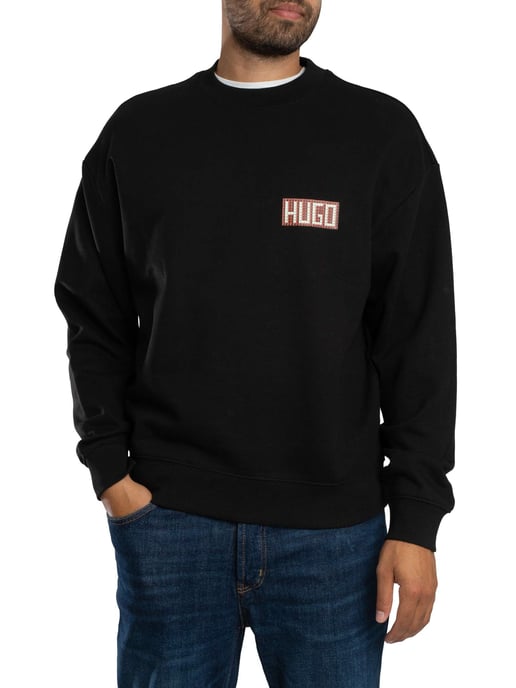 HUGO Durec Sweatshirt Mit Rückengrafik, Schwarz - Image 2
