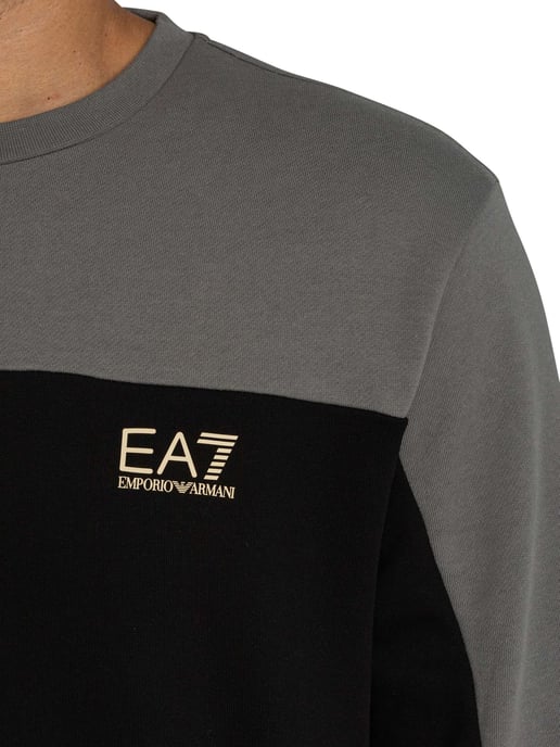 EA7 Zweifarbiges Sweatshirt, Schwarz - Image 4