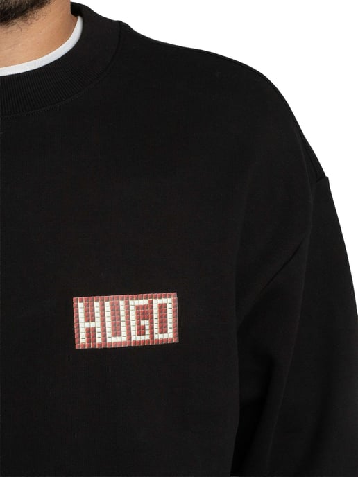 HUGO Durec Sweatshirt Mit Rückengrafik, Schwarz - Image 4