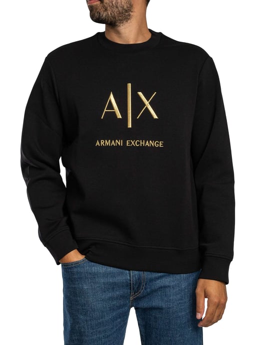 Armani Exchange Sweatshirt Mit Logo-Grafik, Schwarz - Image 1
