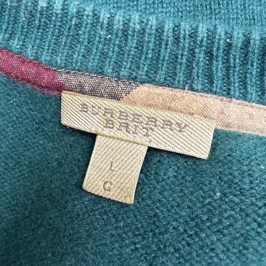 Burberry Brit Ellbogen-Patchwork aus grünem Kaschmir - Image 4