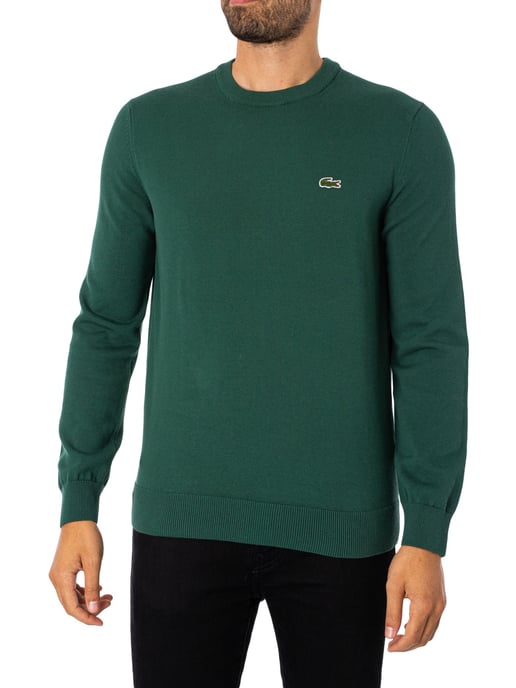 Lacoste Rundhalsstrick Aus Bio-Baumwolle, Grün - Image 1