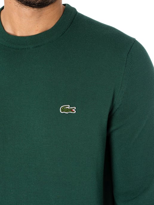Lacoste Rundhalsstrick Aus Bio-Baumwolle, Grün - Image 4