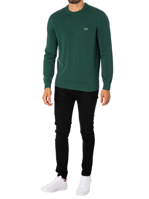 Lacoste Rundhalsstrick Aus Bio-Baumwolle, Grün - Image 5
