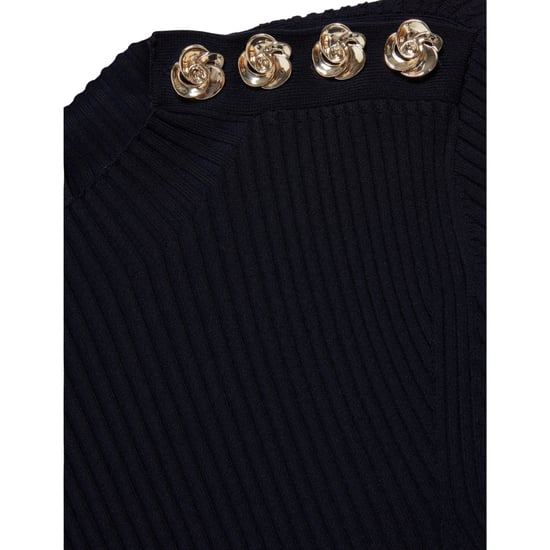 Ted Baker Lilano Kleid Aus Geripptem Strick Mit Knopfdetails In Marineblau - Image 5