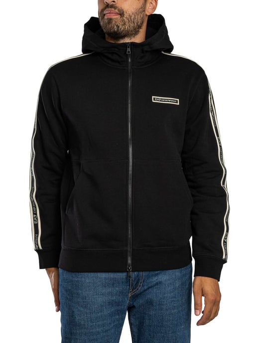 EA7 Hoodie Mit Reißverschluss Und Box-Logo, Schwarz - Image 1