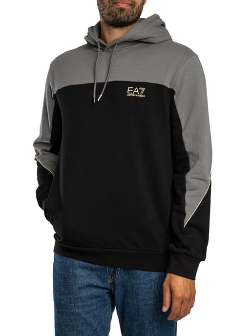 EA7 Zweifarbiger Pullover-Hoodie, Grau - Image 2