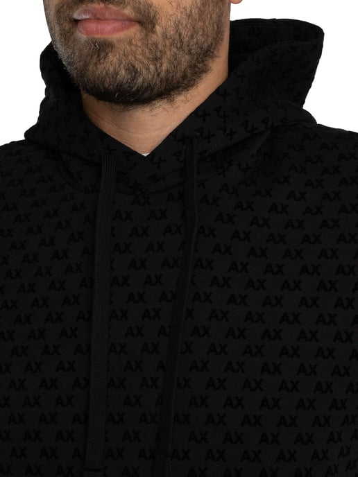 Armani Exchange Pullover-Hoodie Mit Logomuster, Schwarz - Image 4