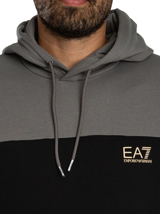 EA7 Zweifarbiger Pullover-Hoodie, Grau - Image 5