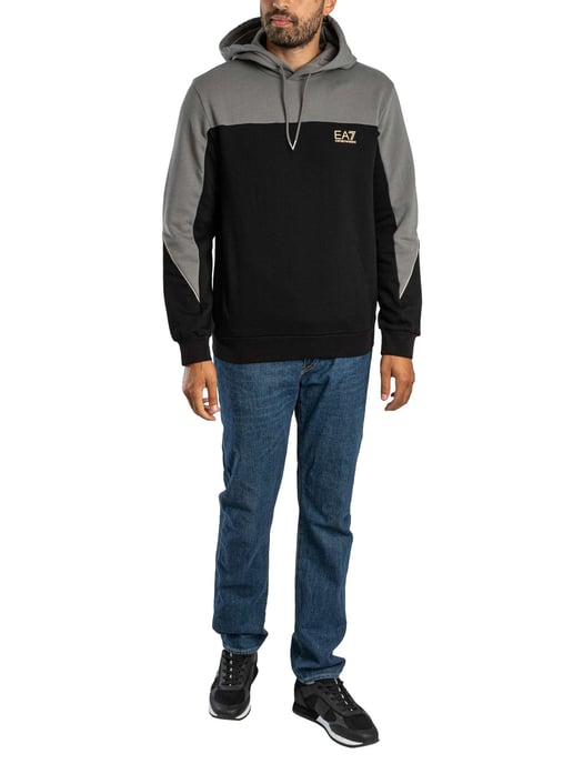 EA7 Zweifarbiger Pullover-Hoodie, Grau - Image 6