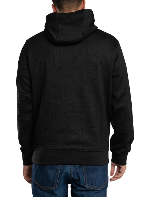 Armani Exchange Pullover-Hoodie Mit Markenmuster, Schwarz - Image 3