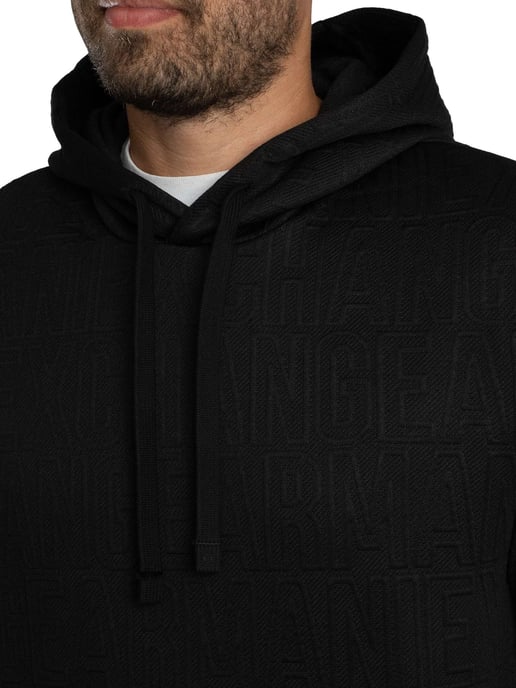 Armani Exchange Pullover-Hoodie Mit Markenmuster, Schwarz - Image 4