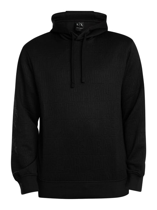 Armani Exchange Pullover-Hoodie Mit Markenmuster, Schwarz - Image 5