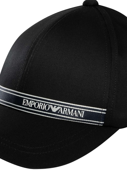 Emporio Armani Markenstreifenkappe, Schwarz - Image 6