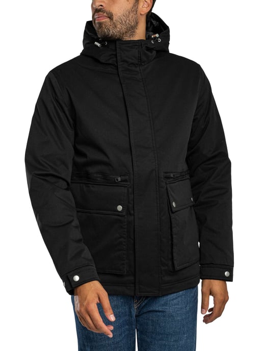 Jack & Jones Wolf Parka Jacke, Schwarz - Image 1