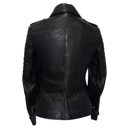 Burberry Steppakzent Bikerjacke aus schwarzem Lammleder - Image 3