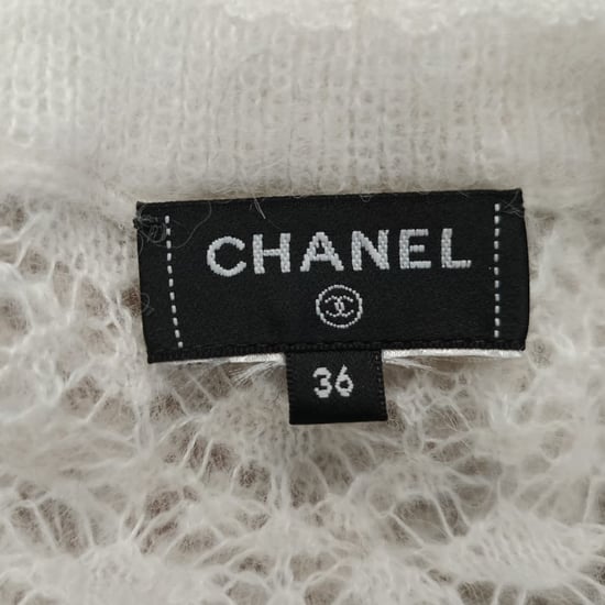 Chanel Zweifarbige Spitzen-Midi-Kleid aus schwarzer Wolle - Image 4